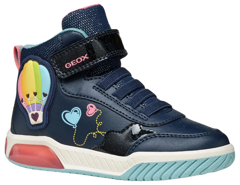Geox J INEK Girl Sneaker, Navy/WATERSEA, 10 UK