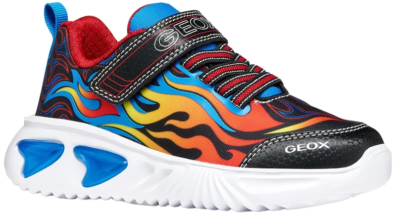 Geox J Assister BOY Sneaker, Black/Sky, 12.5 UK Child