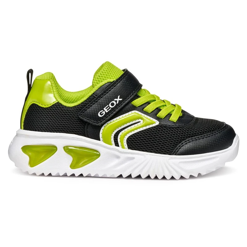 Geox J Assister BOY Sneaker, Black/Lime, 12.5 UK - Image 1