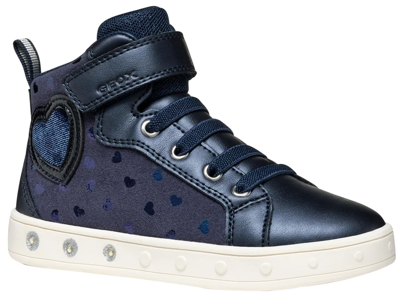 Geox J Skylin Girl Sneaker, Navy, 8.5 UK Child