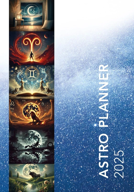Astro Planner 2025 - Calendar: Personal devlopment diary with lunar phases descriptions and zodiac signs