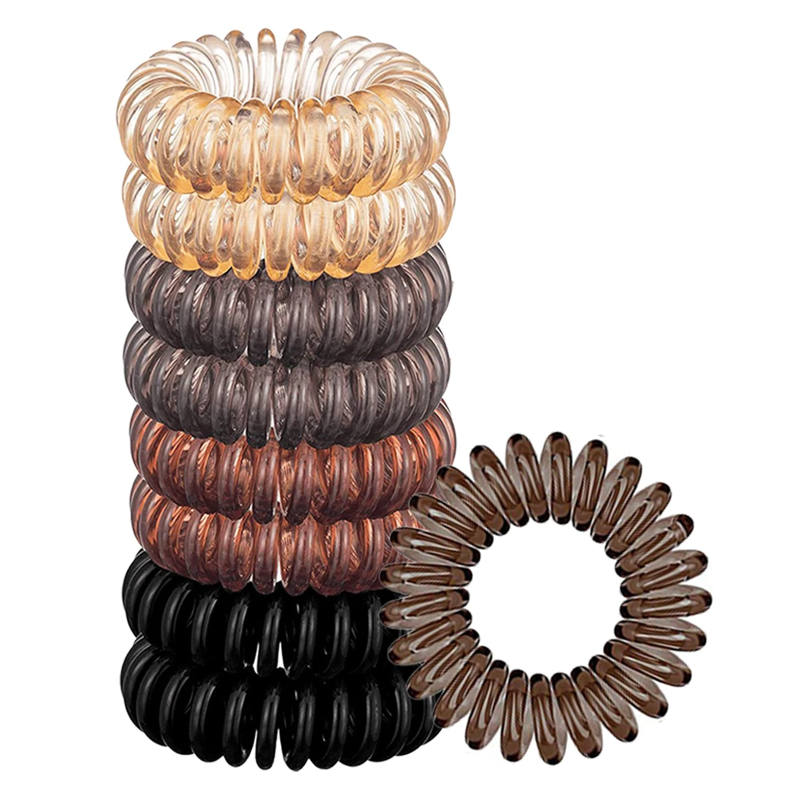 Generic Spiral Hair Ties for Women, 8 Pack, No Crease, Thick and Thin Hair