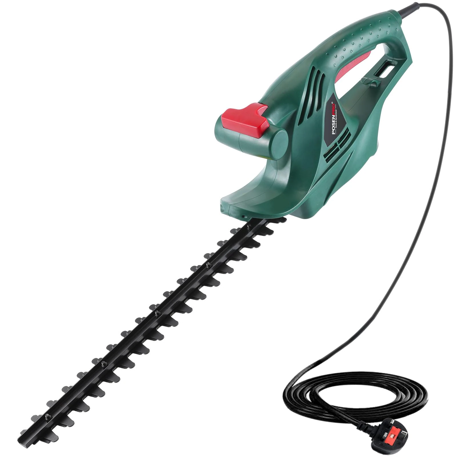 POSENPRO Corded Electric Hedge Trimmer 450W, Electric Hedge Cutter Pruner, 450mm Diamond Cutting Blade, 16mm Tooth Opening, Ultra-Light 2.4kg, 6M Power Cable
