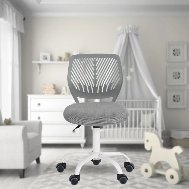 FurnitureR Versatile Kids Work Without Armrests Adjustable Height Colorful Swivel Study Chair for School and Home Office, Grey, Metal, Grey, 44 x 40 x 87 cm
