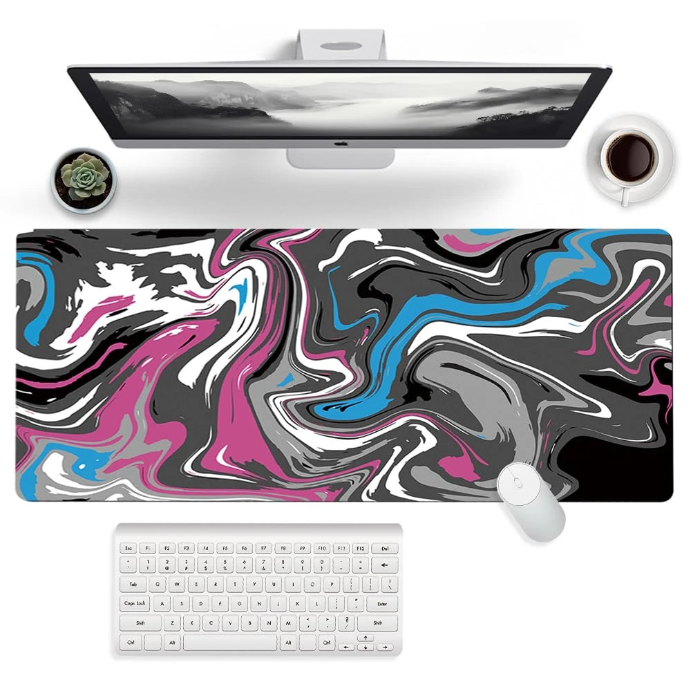 FYting XL Mouse Pad,Gaming Mouse Pad 900x400,Large Mouse Pad,-Natural Rubber Non-slip Base, Waterproof and Stain-proof, Suitable for PC, MacBook,Laptop(Blue+Pink)