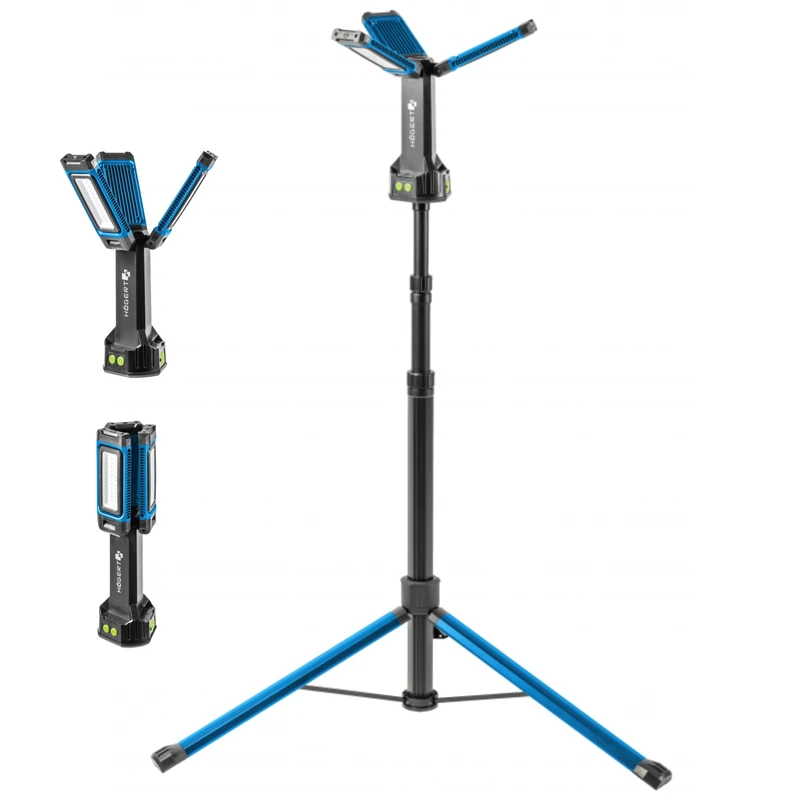 Högert Technik Battery Flood Light Kit with Tripod: 7000lm, 360° Lighting, IP54 Dust & Splash Protection, IK09 Shockproof, 7 Hours Runtime, Power Bank Function, Foldable, Ideal for Construction &