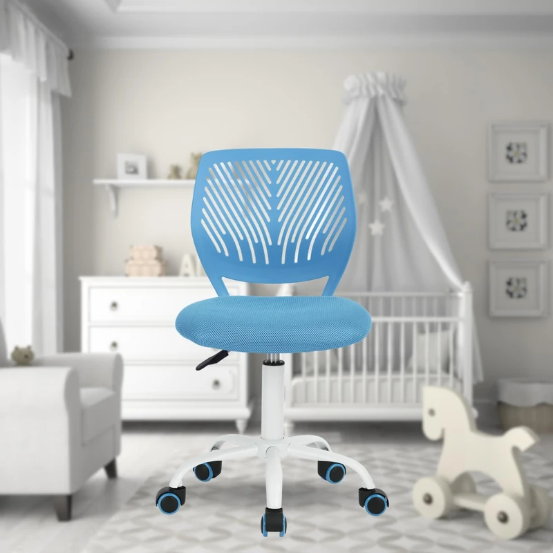 FurnitureR Versatile Kids Work Without Armrests Adjustable Height Colorful Swivel Study Chair for School and Home Office, Blue, Metal, Blue, 44 x 40 x 87 cm