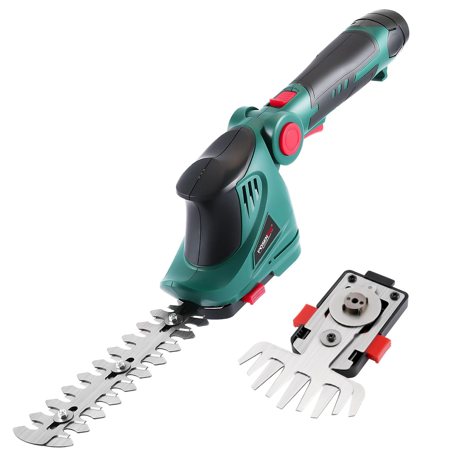 POSENPRO 12V Cordless Grass Shears, 2-in-1 Hedge Trimmer & Grass Trimmer, Electric Hedge Trimmer with Rechargeable 2.0Ah Battery and Charger, Handheld Grass Cutter for Garden Yard Lawn