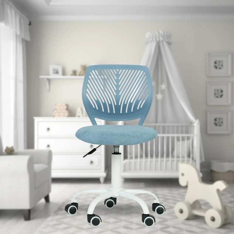 FurnitureR Versatile Kids Work Without Armrests Adjustable Height Colorful Swivel Study Chair for School and Home Office, Blue, Metal, Curio Blue, 44 x 40 x 87 cm - Image 1