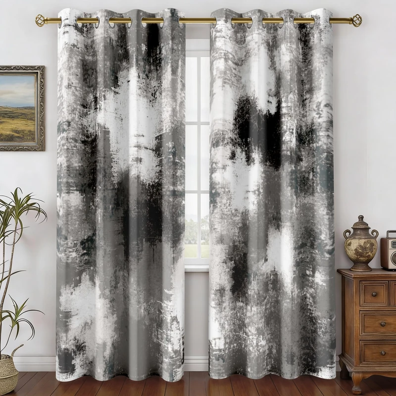 Asuexpect Abstract Curtains 2 Panels Abstract Rust Curtain Room Darkening Grommet Window Treatments Modern Decorative for Bedroom Living Room, 52x84 Inches, C3