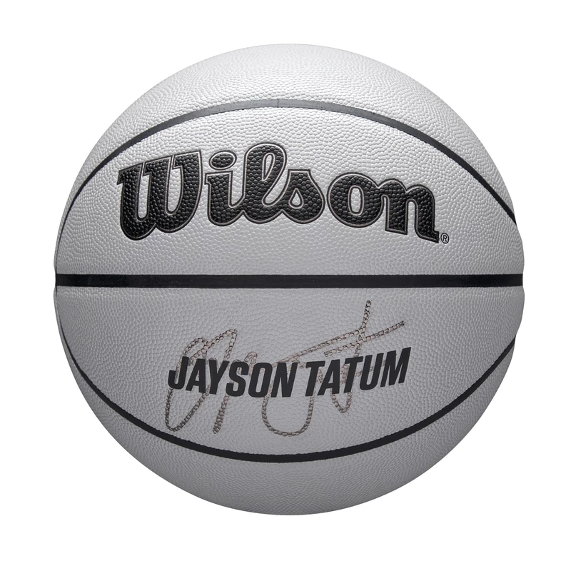 Wilson NBA Player Icon UV Basketball, Tatum Design, With UV Shielding and Pure Feel Texture, Provides True Grip Coating and Reliable Bounce, Colour: Grey, Size: 7