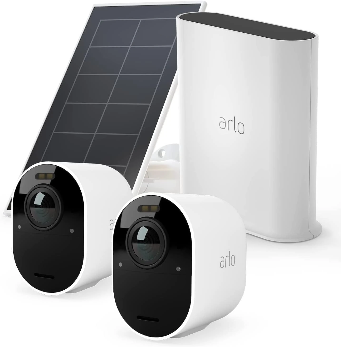 Arlo Ultra 2 4K Security Camera Outdoor Wireless with Solar Panels, 4K UHD Wireless CCTV, Battery Operated, Colour Night Vision, Spotlight, 2-Way Audio, Free Trial of Arlo Secure, 2 Cameras, White