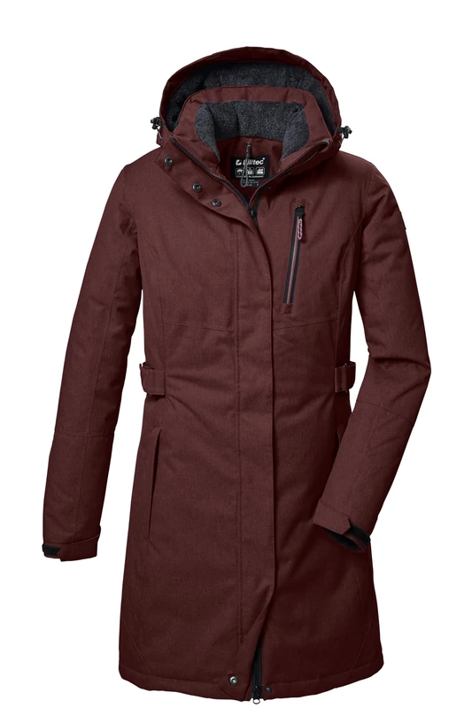 Killtec KOW 303 WMN PRK 41815-000 Women's Functional Parka with Zip-Off Hood Dark Wine Red 50