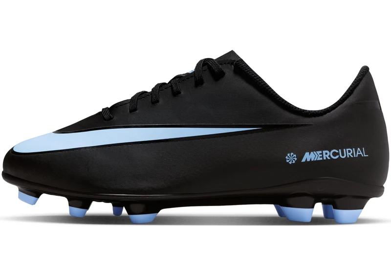 Nike Kids Jr Vapor 16 Club Fg/Mg Football Shoe, Black/Ice Blue, 5.5