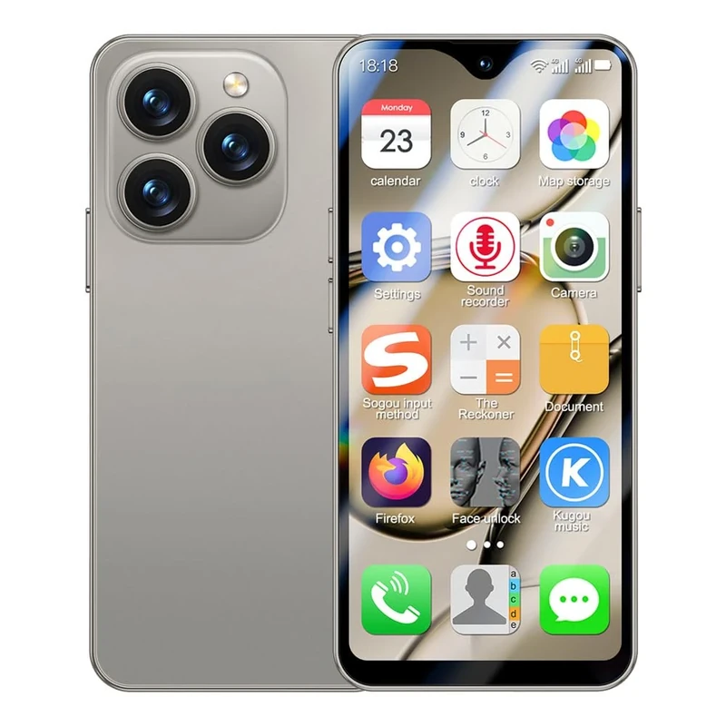 Mini 4G Smartphone Unlocked with 4.3 Inch Full Screen, Android Smart Phone Dual SIM Dual Camera 2750mAh Facial Recognition Bluetooth WiFi Student Pocket Cellphone (Grey)