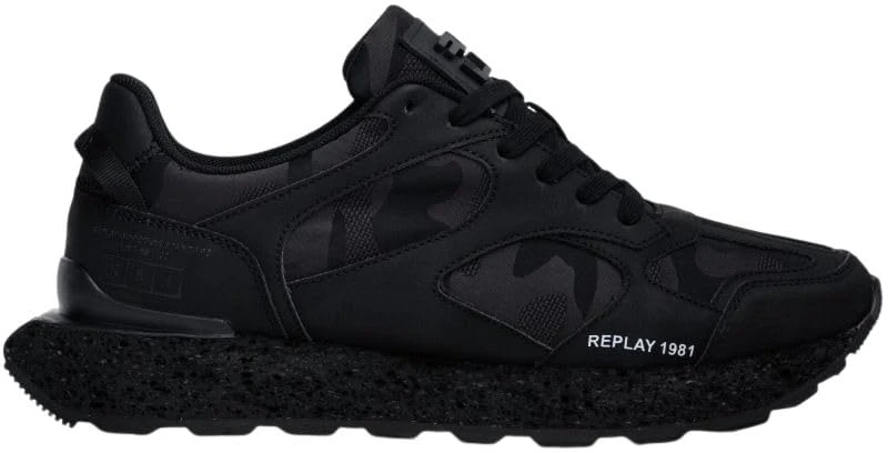 Replay Men's Dean Covert Trainers, 1665 CAMO Black, 42 EU, 1665 Camo Black, 9 UK