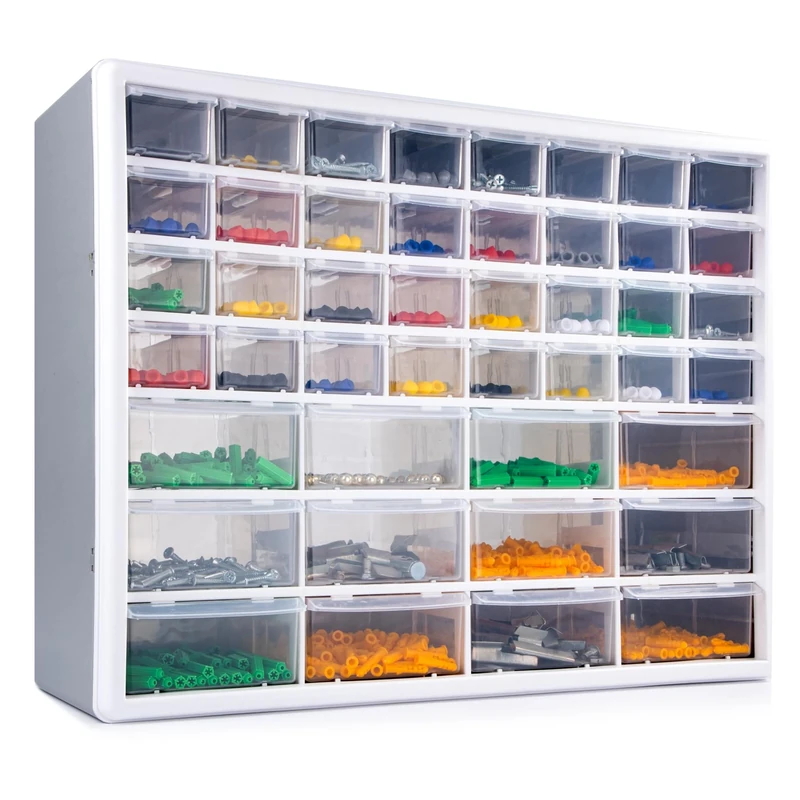 CraftGenes Screw Storage Organiser – 44-Drawer Garage & Workshop Box with Adjustable Dividers, Wall-Mountable Tool Storage Organiser(Gray)