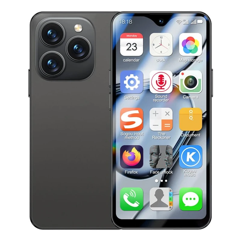 Mini 4G Smartphone Unlocked with 4.3 Inch Full Screen, Android Smart Phone Dual SIM Dual Camera 2750mAh Facial Recognition Bluetooth WiFi Student Pocket Cellphone (Black)