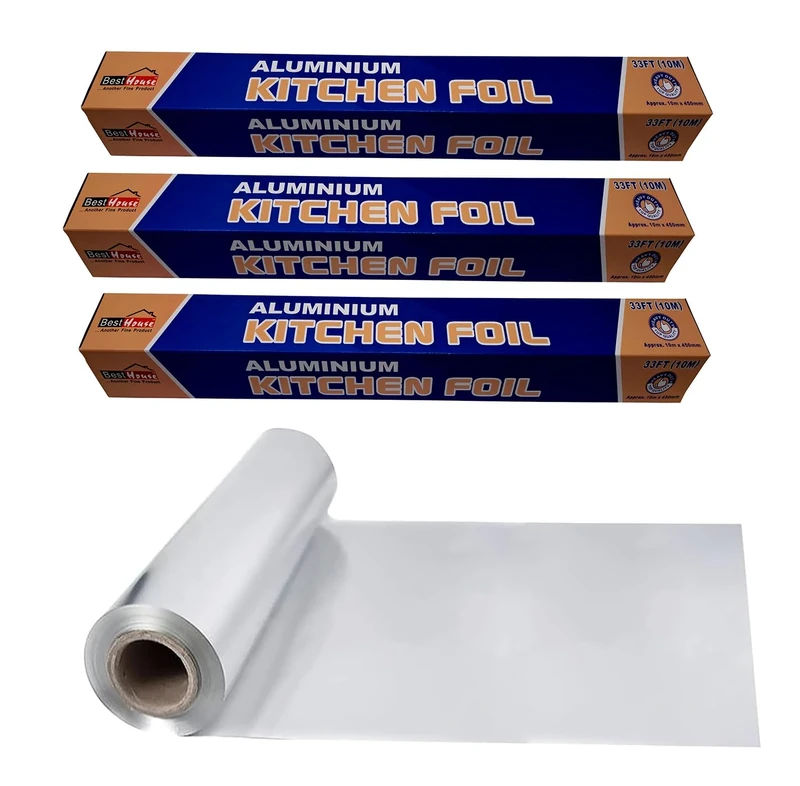 Best House | Aluminium Foil Roll | 450mm x 10M | 3 Pcs | Tin Foil for Cooking, Baking, Grilling, BBQ, Roasting | Food Wrapping, Storage | Keep Food Fresh & Hot