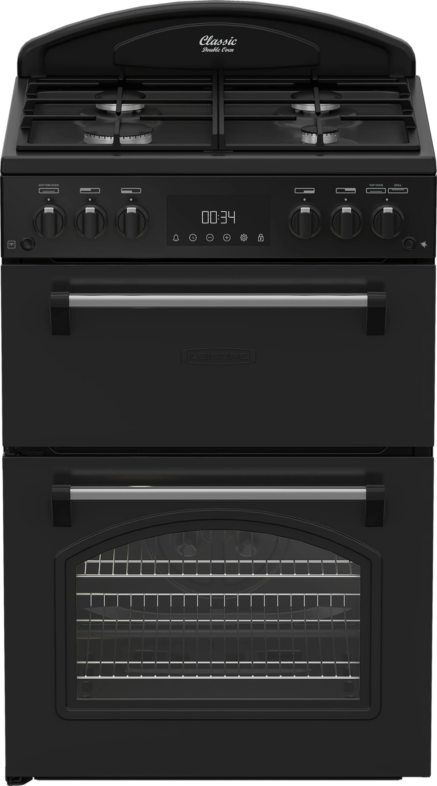 Leisure CLB60GCK 60cm Wide Classic Range Style Gas Cooker - Black - A+ Rated, H90 x W60 x D60 (cm)