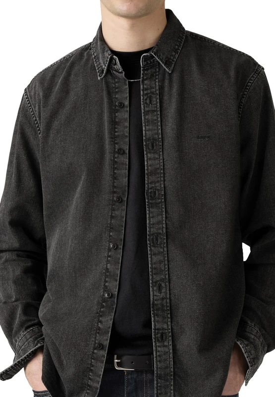 Levi's Men's Authentic Button Down Shirt, Gizmo Washed Black, S