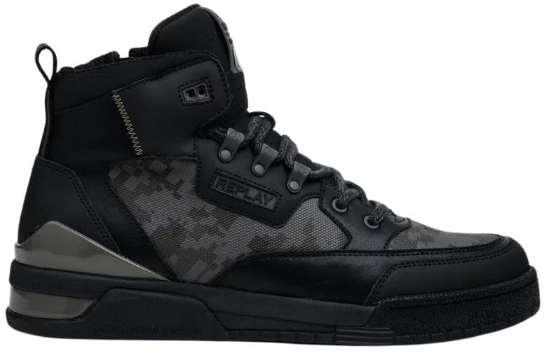 Replay Men Astro Speed Camo Sneaker, 370 Black Grey, 9.5 UK