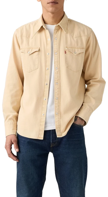 Levi's Men's Barstow Western Standard Shirt, Grass is Green Khaki, XL