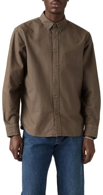 Levi's Authentic Button Down Khaki Green Garmen, Khaki Green Garment, XXL