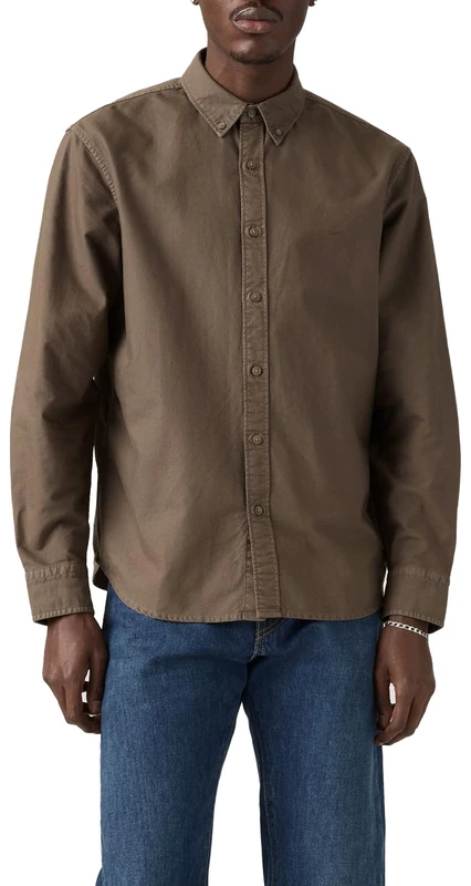 Levi's Authentic Button Down Khaki Green Garmen, Khaki Green Garment, XL