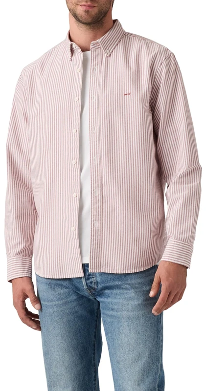 Levi's Men's Authentic Button Down Shirt, Waylon Stripe Russet, S
