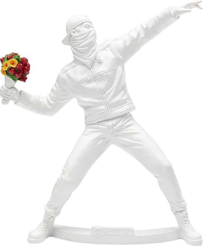 Kare Design Decorative Figure Street Art Bouquet, White, Decorative Object, Home Accessories, Man with Bouquet in Hand, 27 x 7 x 24 cm (H x W x D)