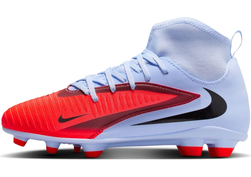 Nike Kids Jr Phantom 6 High Club Fg/Mg Football Shoes, Royal Tint/Bright Crimson, 5.5