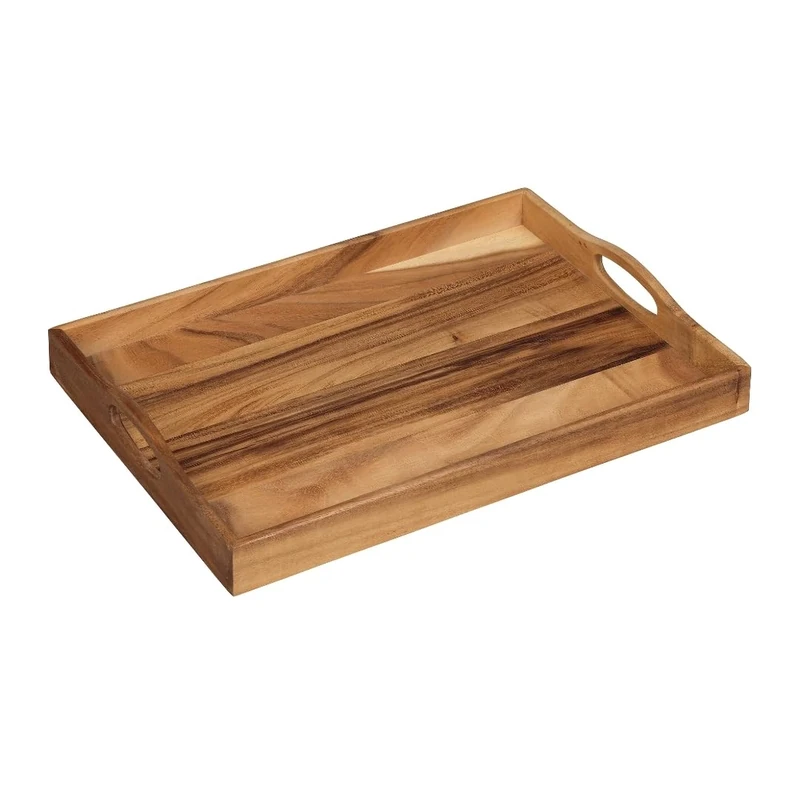 Tala Large Acacia Wood Serving Tray with Handles, Premium Natural Wooden Tray for Food, Drinks & Décor, Lightweight Yet Sturdy, Elegant Home & Kitchen Accessory