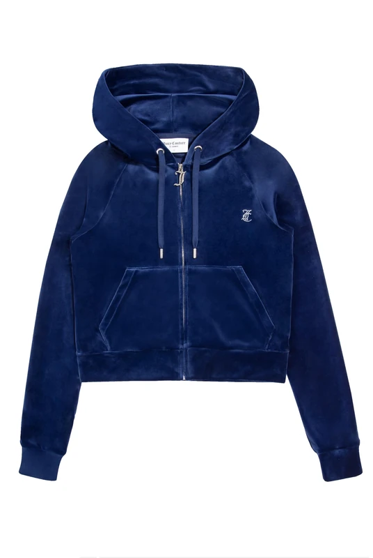 Juicy Couture Women's Classic Velour Hoodie with Juicy Logo Hooded Sweatshirt, Blue Depths, S (Pack of 12) - Image 1