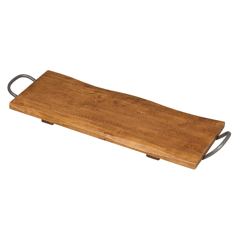 Tala Large Presentation & Display Board with Metal Handles, Lacquered Wood with Oak-Look Finish, Ideal for Serving Meats, Cheeses and Sweets, Ideal for Buffets and Food Displays, Measures 60x22x2cm