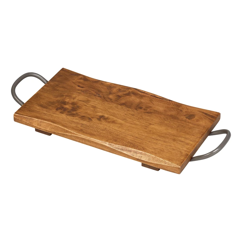 Tala Large Presentation & Display Table with Metal Handles, Lacquered Hevea Wood, Ideal for Serving Cheese, Breads and Charcuterie Goods and Perfect for Mixed Starters, Measures 40x22x2cm