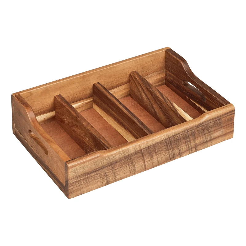 Tala Extra Large Cutlery Tray W/4 Compartments In Natural Acacia