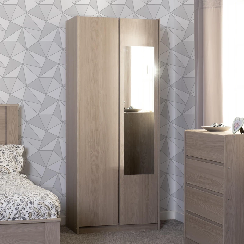 Seconique Paris 2 Door Mirrored Wardrobe in Smoked Ash Effect