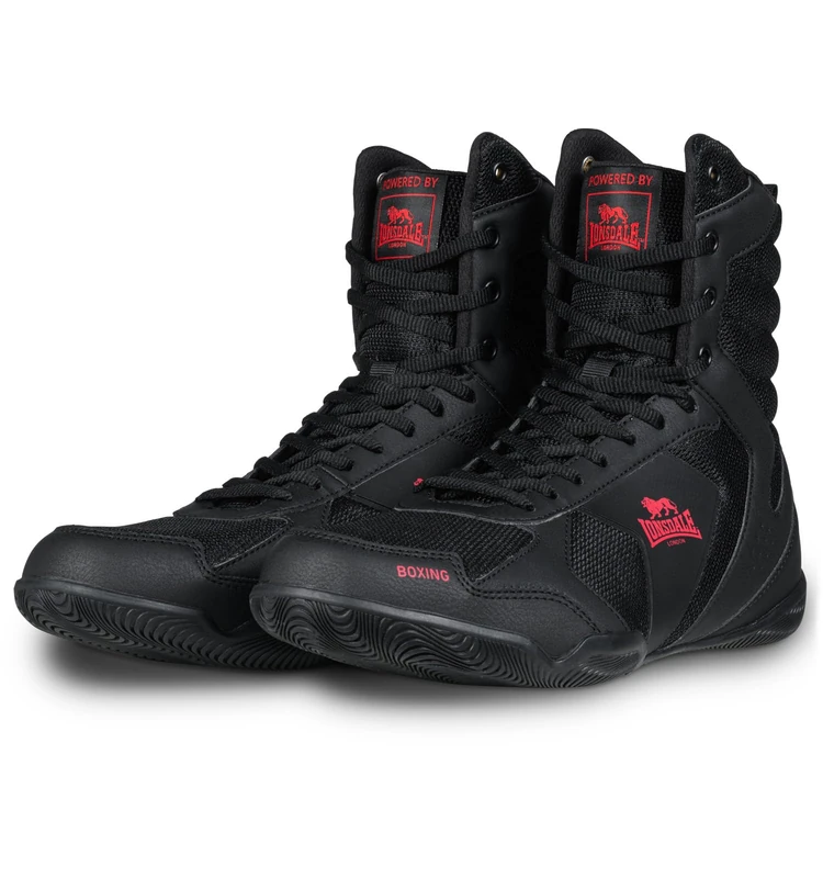 Lonsdale Unisex Heskin Boxing Shoes - Black/Red - 10.5 UK