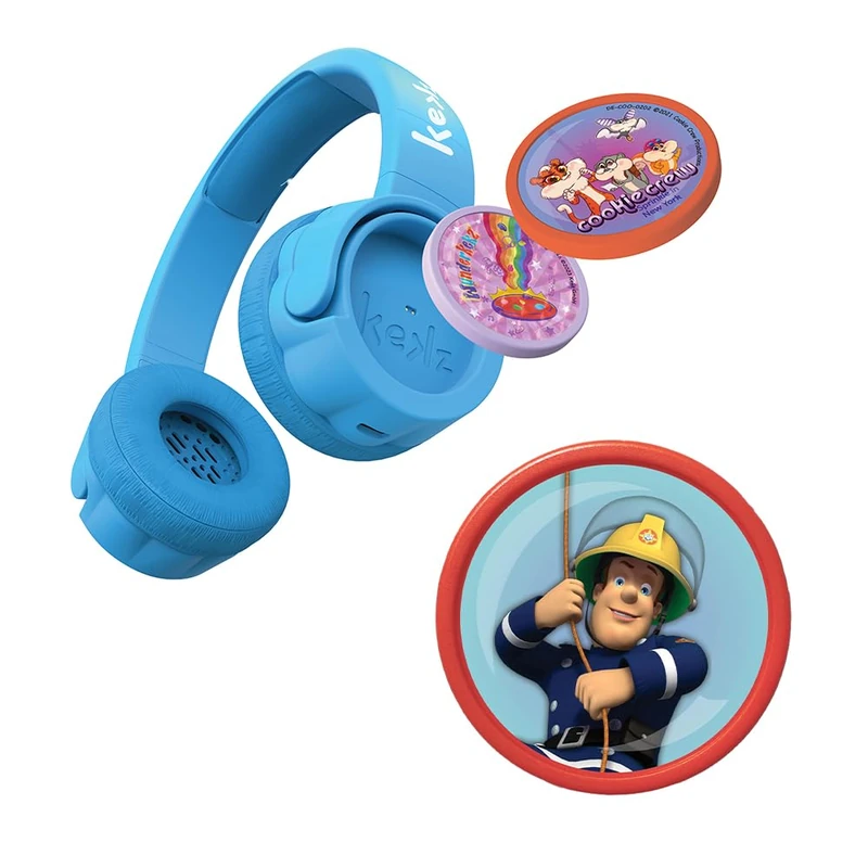 Kekz Starter Set Premium Blue: Biscuit Earphones Including Fireman Sam, Cookie Crew Radio Play & Wunderkekz (Headphones for Children, Travel Headphones for on the Go and at Home)