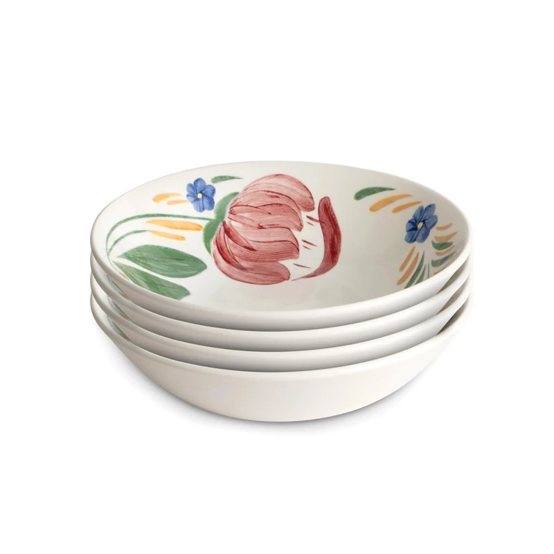 Wade Capri Set of 4 Cereal Bowls with Vibrant Mediterranean Inspired Design, Crafted from Earthenware, Made in Stoke-on-Trent, 19cm, Multi-Coloured