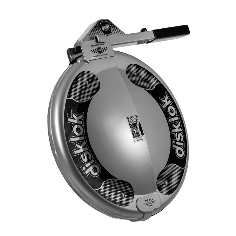 Disklok Steering Wheel Lock 'Gold Edition' - Small - 35-39 cm - Silver - SCM Tested Universal Anti-Theft Device Heavy Duty High Visibility Deterrent Effect for Car Motor Home