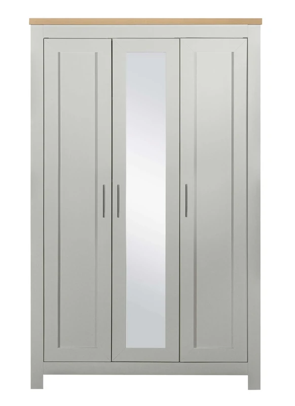 Birlea 3 Door Mirror Wardrobe Grey Oak Highgate Farmhouse Shabby Chic