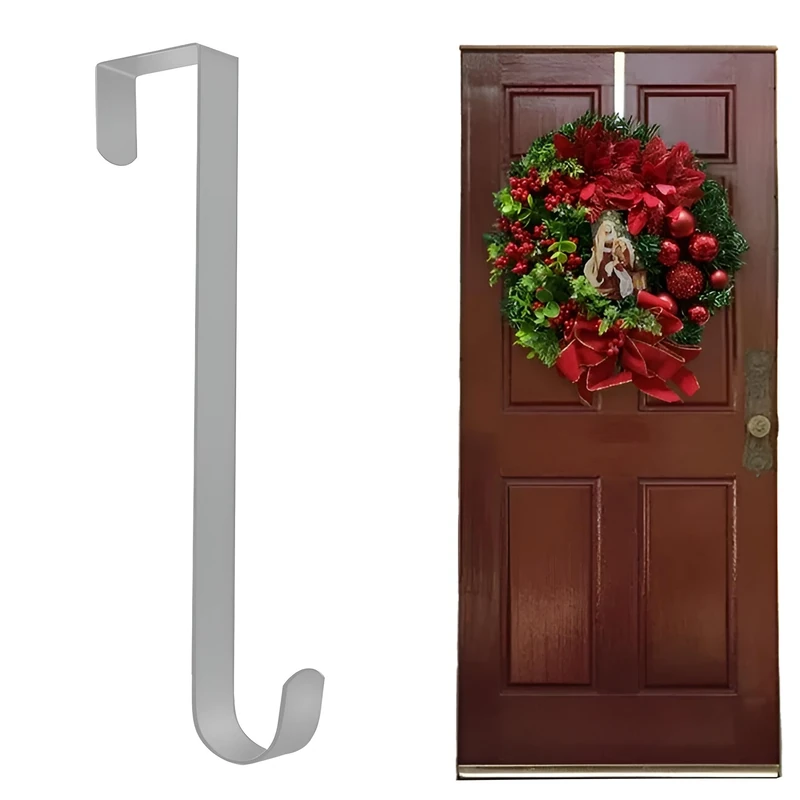Navoys Festive Metal Wreath Hanger, Front Door Wreath Hook for Christmas, Wedding Wreaths or Decorations, Over-The-Door Hooks – Versatile and Easy Hanging Solution for Your Home or Offices Walls