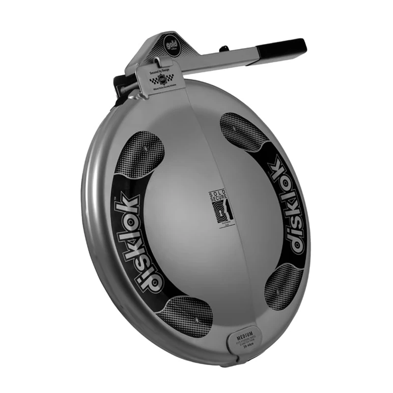 Disklok Steering Wheel Lock 'Gold Edition' - Size Medium - 39-44 cm - Silver - SCM Tested Universal Anti-Theft Device Heavy Duty High Visibility Deterrent Effect for Car Motor Home