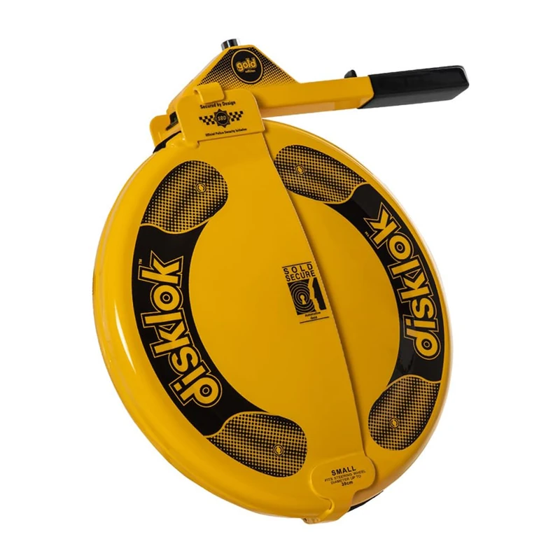 Disklok Steering Wheel Lock 'Gold Edition' for Left-Hand-Drive cars - Size Small - 35-39cm - Yellow
