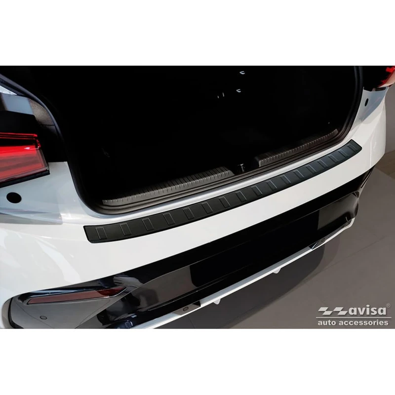 Avisa Matt Black Stainless Steel Rear bumper protector compatible with Cupra Born 2021- 'Ribs'