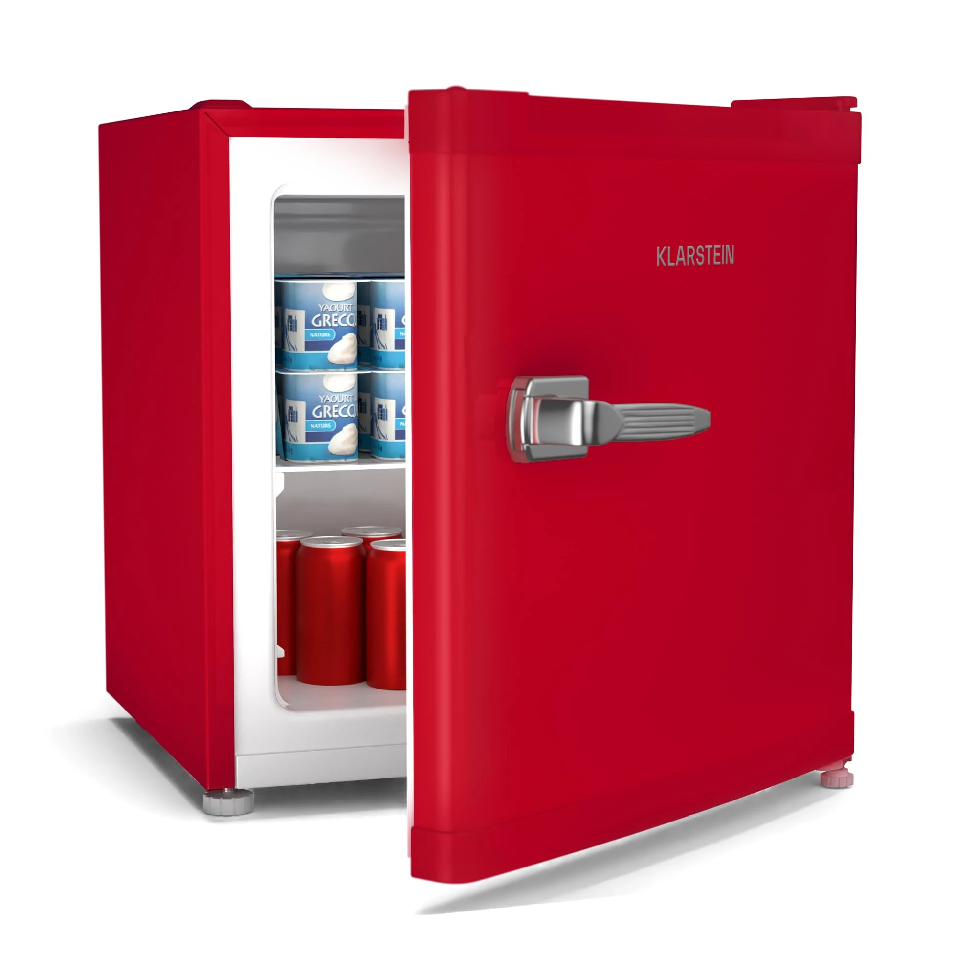 Klarstein Irene Retro Mini Freezer, 31L Fridge/Freezer, Adjustable Temp -24°C to 10°C, Energy Class C, Quiet 38 dB, Compact Table Top Design, Red, Ideal for Bedrooms & Small Spaces