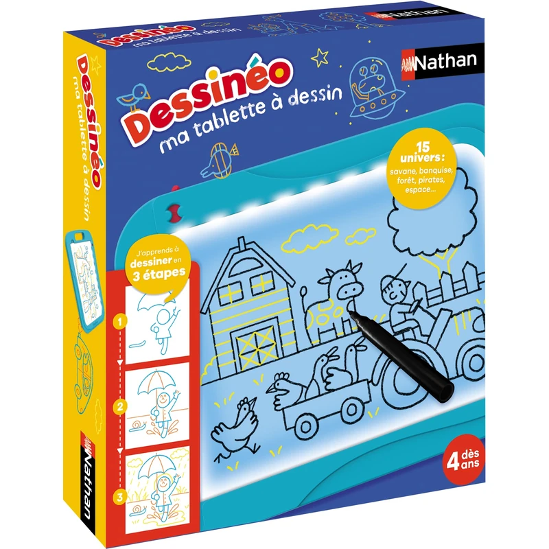 Nathan Dessinéo My Drawing Tablet, Light Drawing Tablet for Children from 4 Years, 15 Sheets - Image 1