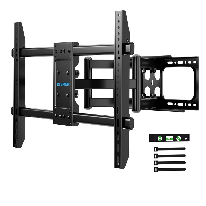 DIEMER TV Wall Bracket, Full Motion TV Mount for 26-90 Inch Flat & Curved TVs, Dual Arm, Adjustable Swivel, Tilt, Extend, Max VESA 700x400mm, Up to 75kg, Heavy Duty